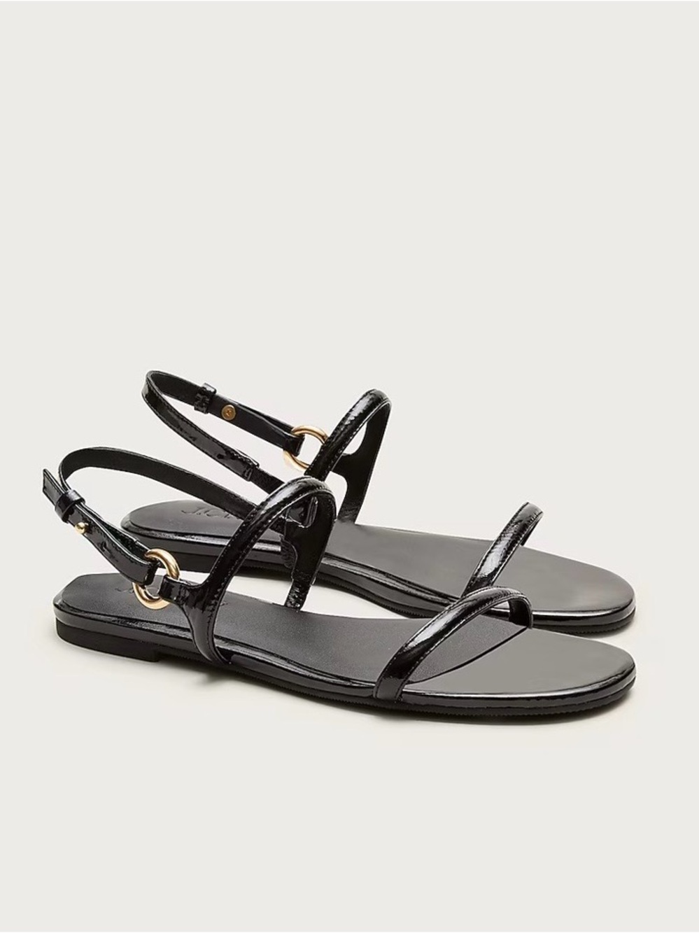 J. Crew Audrey Sandals in Black Patent Leather